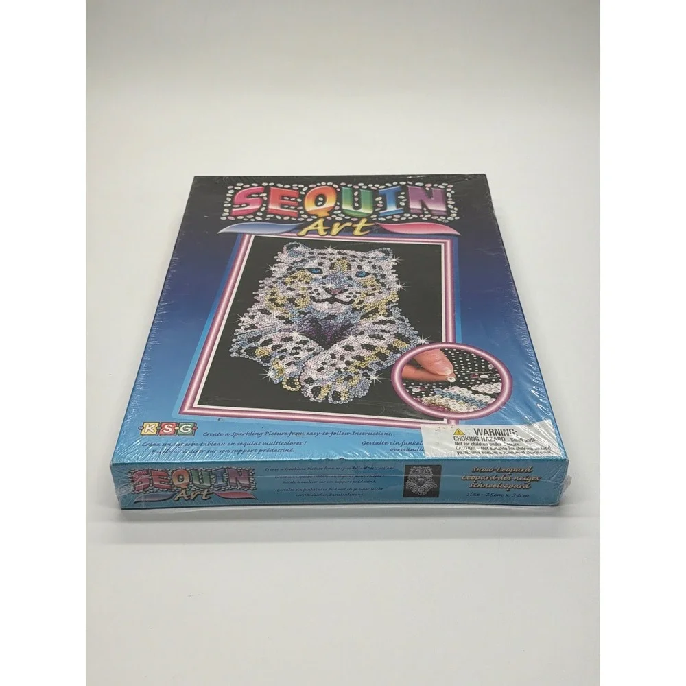 KSG Sequin Art Snow‎ Leopard Sparkling Picture Craft Kit 25x34cm New Sealed 2017